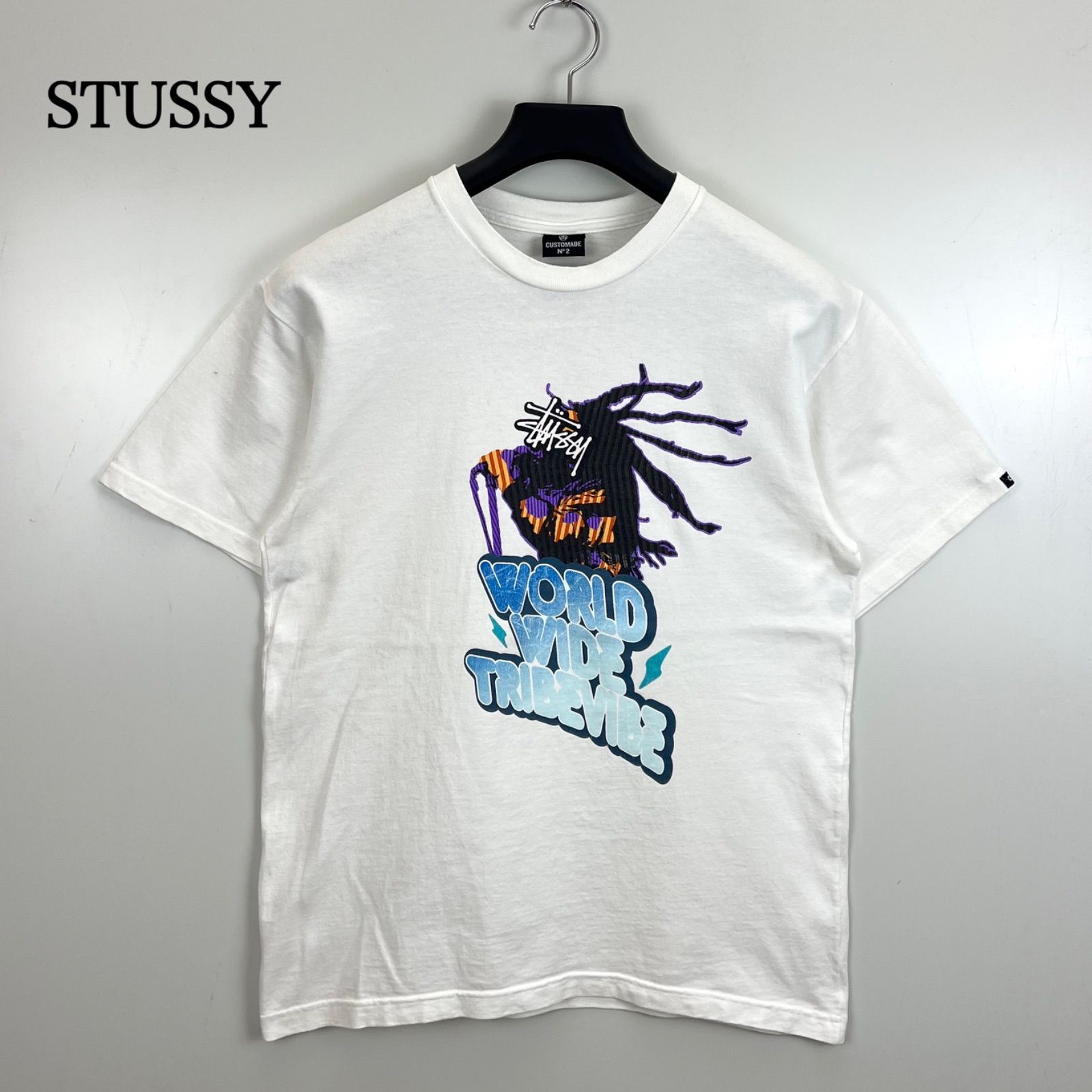 STUSSY 00s USA archive CUSTOMADE world wide Tee 2 M ステューシー 