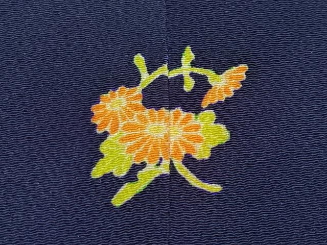 平和屋本店●極上　お引きずり・お引き摺り　色留袖　文字文　金彩　鬼しぼ縮緬　濃紺地　逸品　CYAA4990s6 平和屋本店○極上 お引きずり・お引き摺り 色留袖 文字文 金彩 鬼しぼ