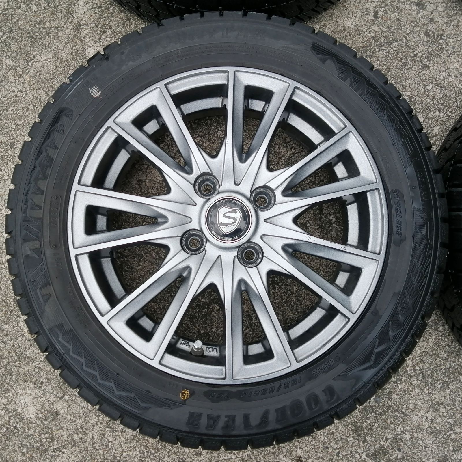 社外アルミ スタッドレスタイヤ付 4本 14インチ 155/65R14 