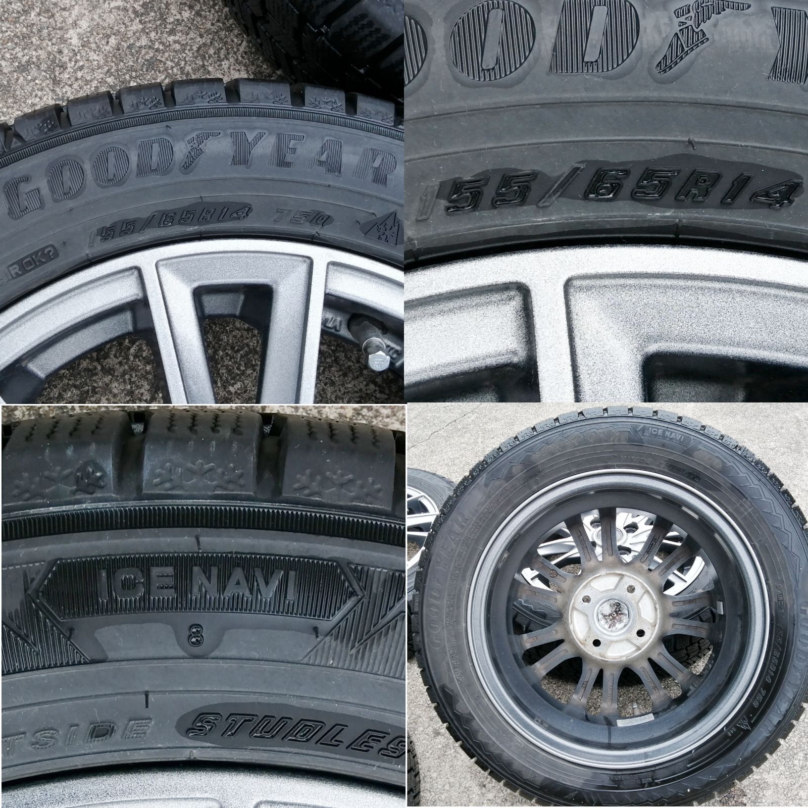 社外アルミ スタッドレスタイヤ付 4本 14インチ 155/65R14 