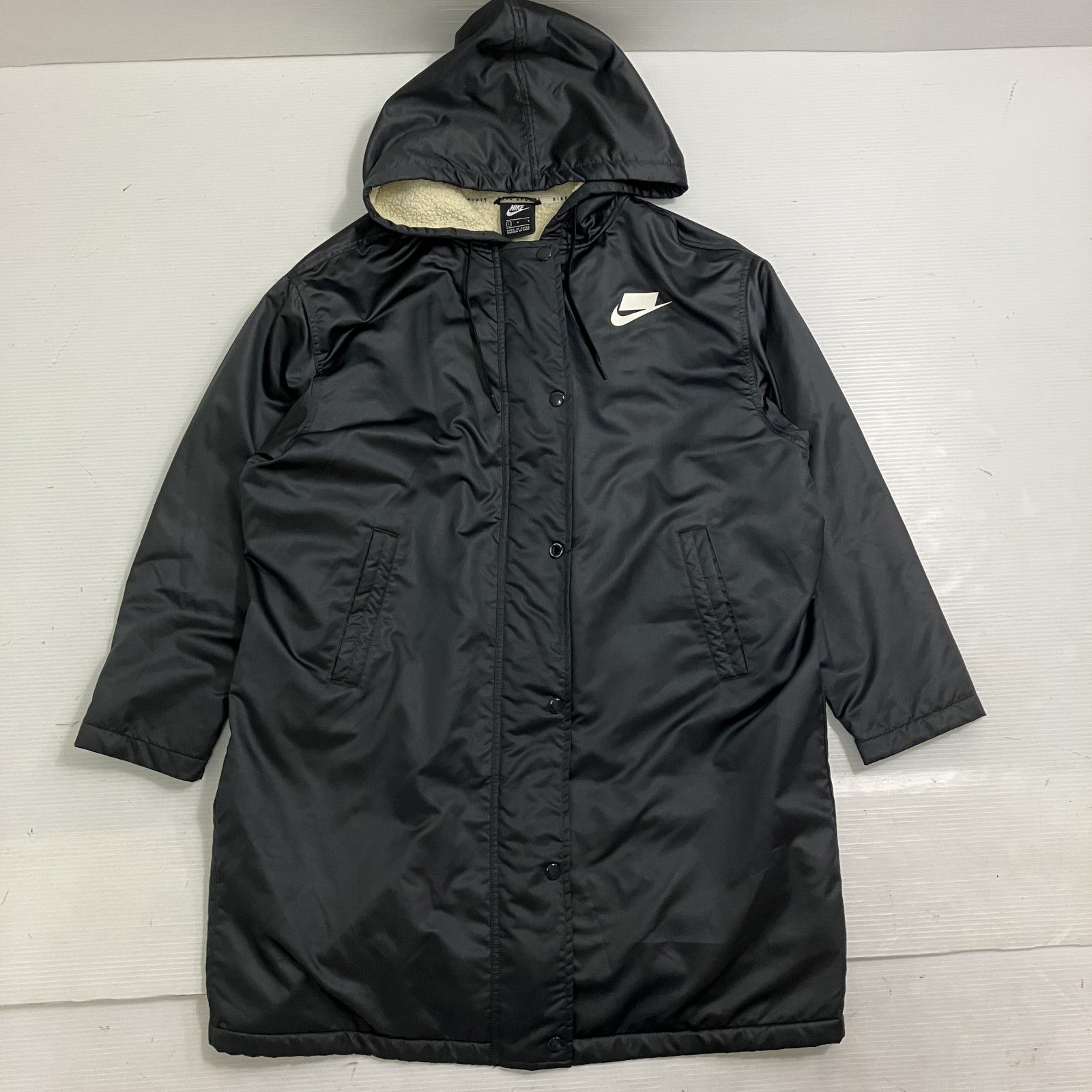 7W9 90's NIKE ベンチコート　ジャケット裏ボア　黒　スポーツ系　古着 7W9 90's NIKE ベンチコート ジャケット裏ボア 黒 スポーツ系 古着