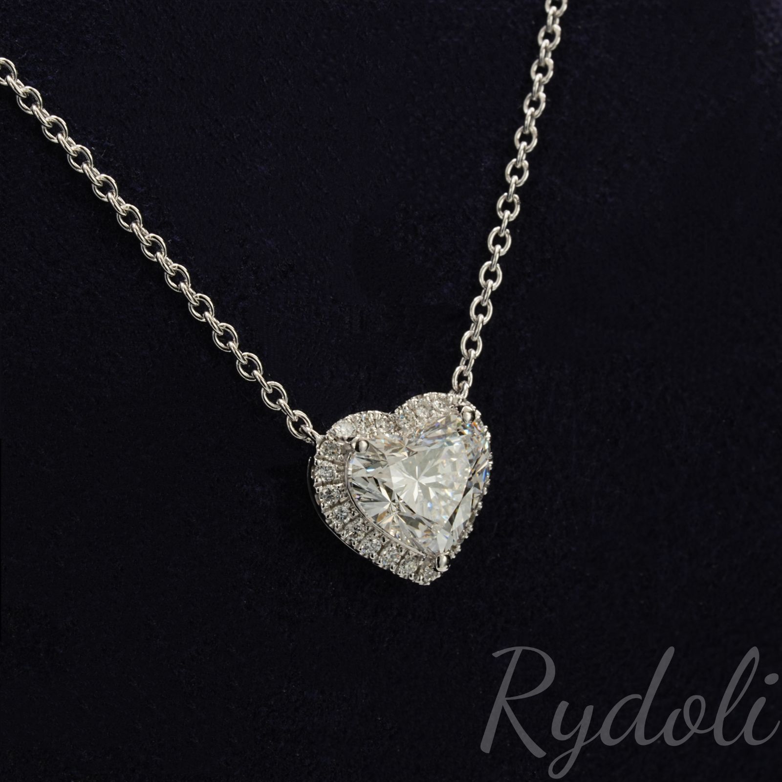 即納発送 PT950 1.53ct ハートシェイプ ダイヤモンドネックレス ラボ 
