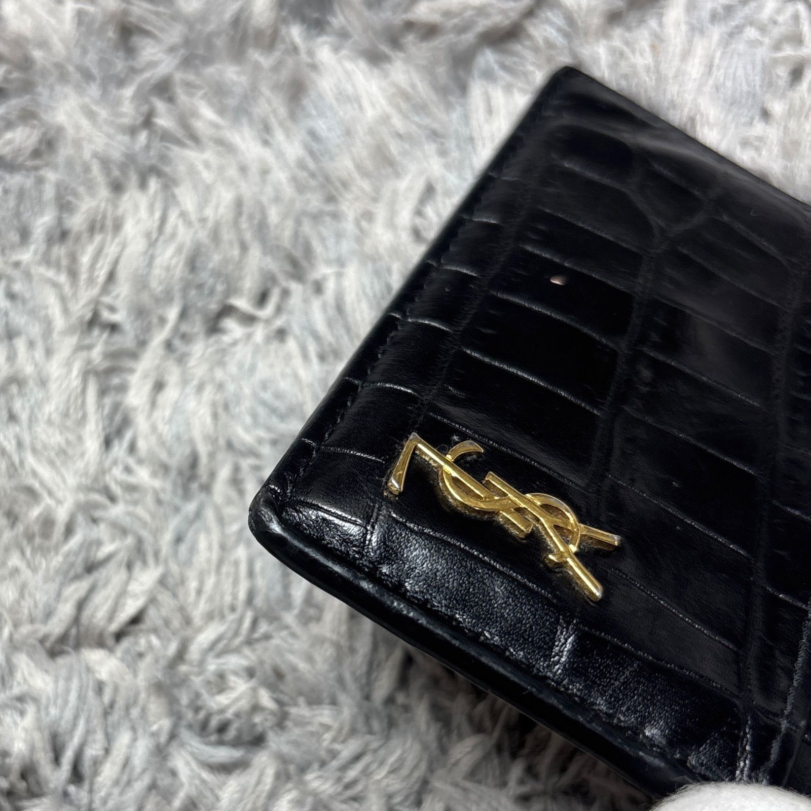 YVES SAINT LAURENT イヴサンローラン クロコ型押し カードケース