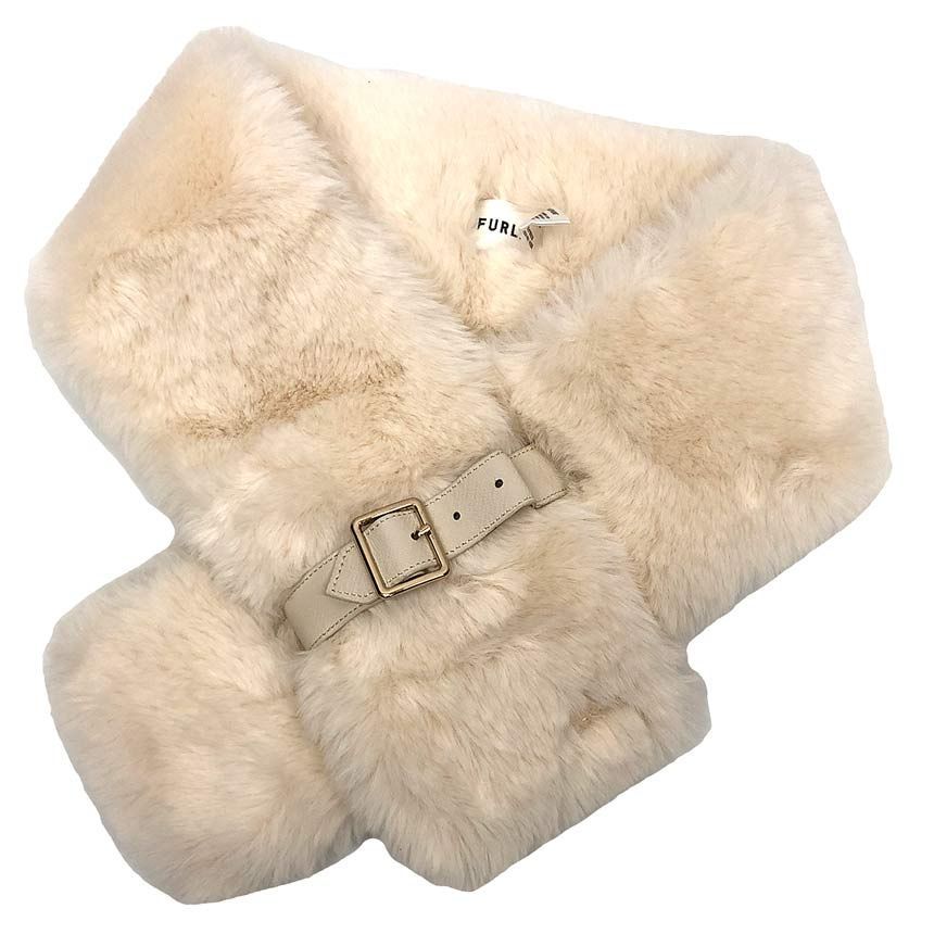 FURLA フルラ ファーマフラー ティペット 白 aq12667