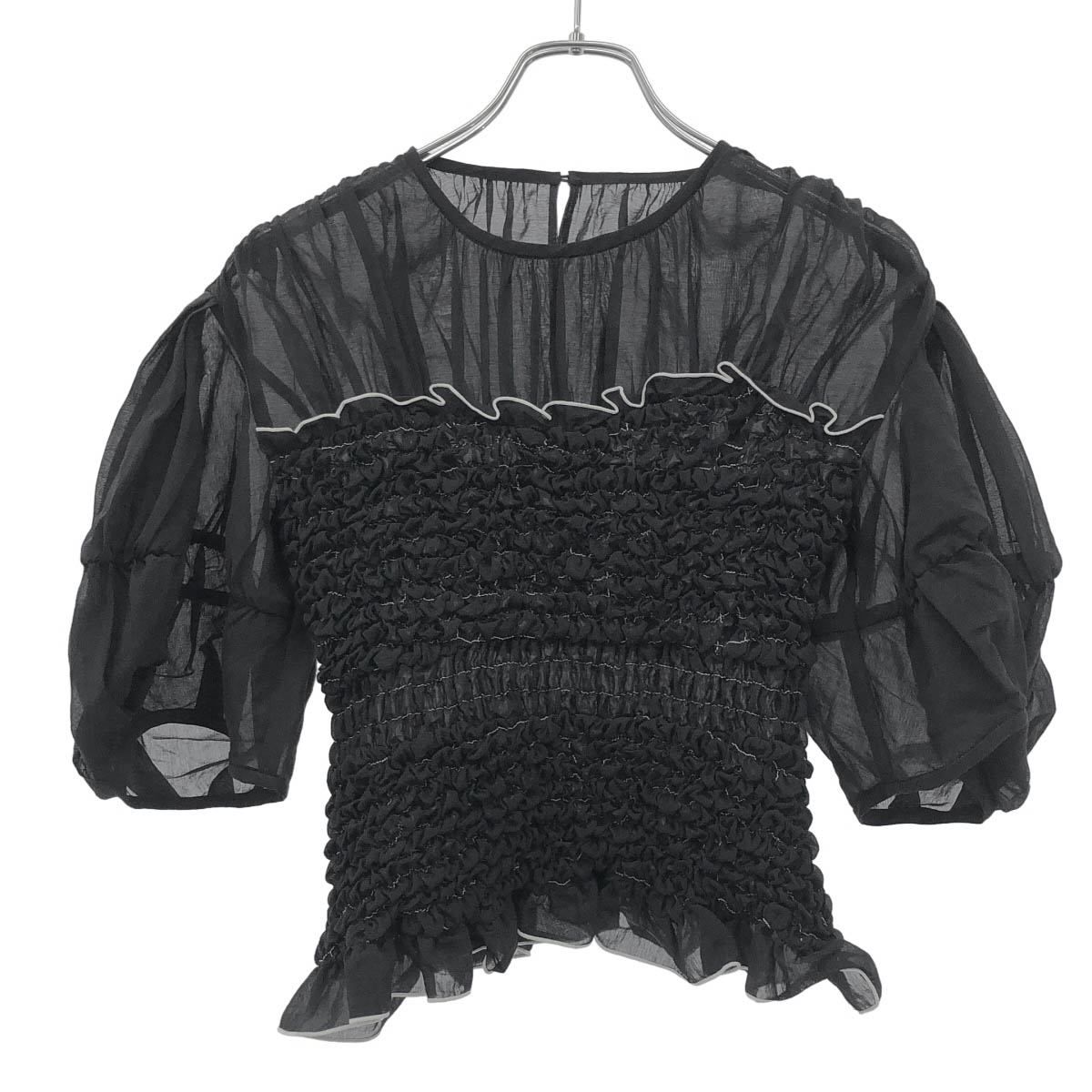 CLANE クラネ COLOR STITCHED SHIRRING TOPS カラーステッチド 