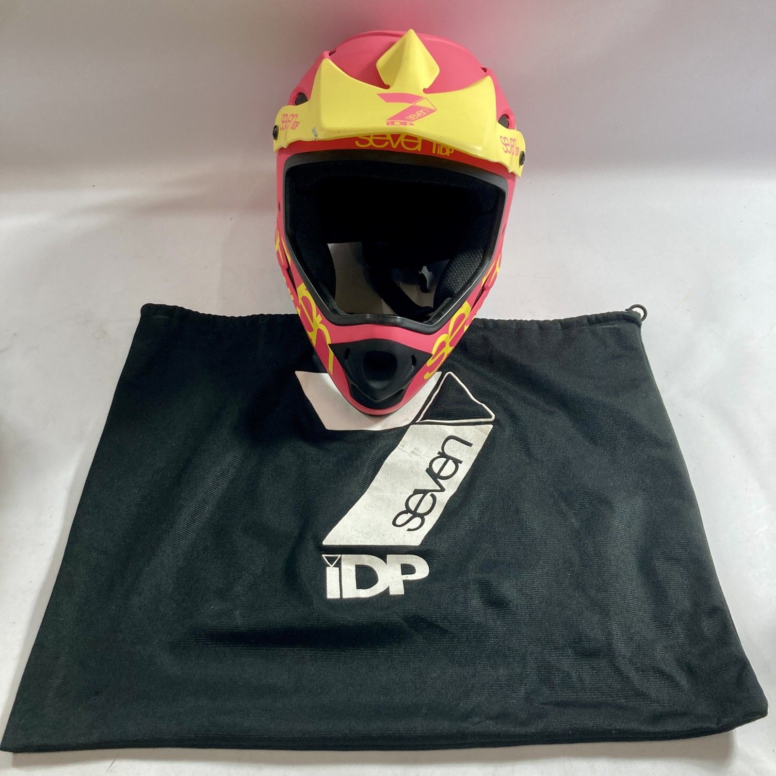★ 7iDP M1 ダウンヒル フルフェイスヘルメット マウンテンバイク フリーライド ピンク/イエロー/グリーン 53-54cm(XS) 現状品