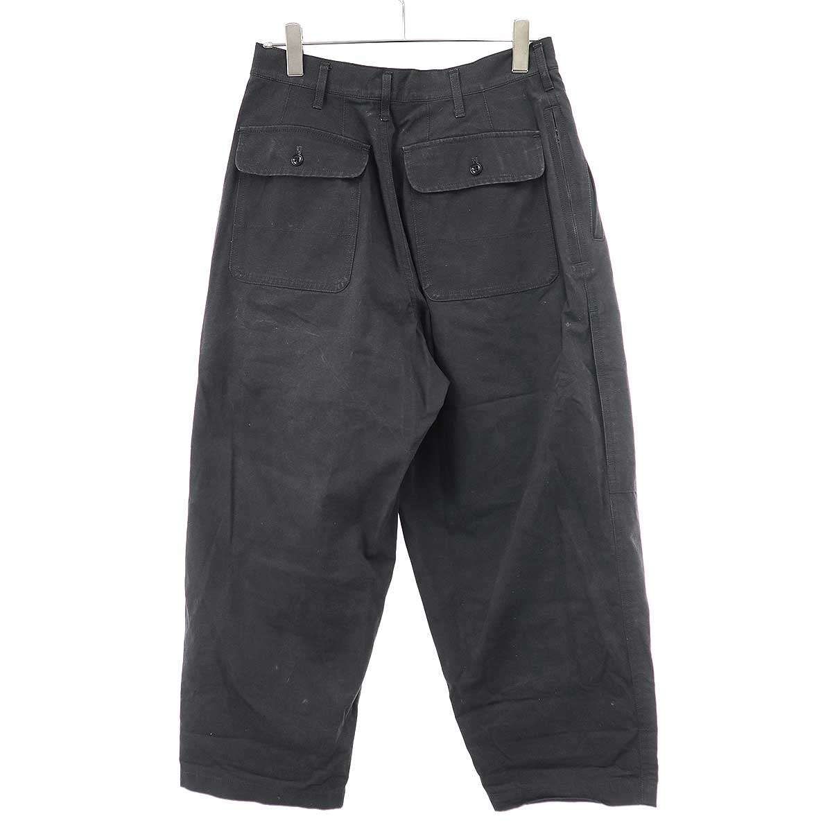 Yohji Yamamoto POUR HOMME ヨウジヤマモト プールオム 22AW UNEVEN DYE PRINT アニヴェンダイワイドミリタリーパンツ HE-P52-007 チャコールグレー 2 Yohji Yamamoto POUR HOMME ヨウジヤマモト プールオム 22AW UNEVEN