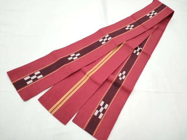 平和屋着物○男性 沖縄県伝統工芸品 八重山ミンサー 手織り 角帯 幾何