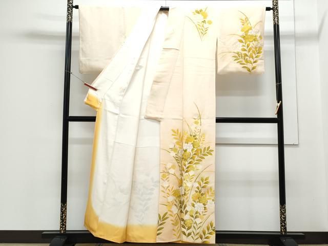 平和屋着物○訪問着 刺繍 草花文 暈し染め 金彩 正絹 逸品 CAAW8520yc