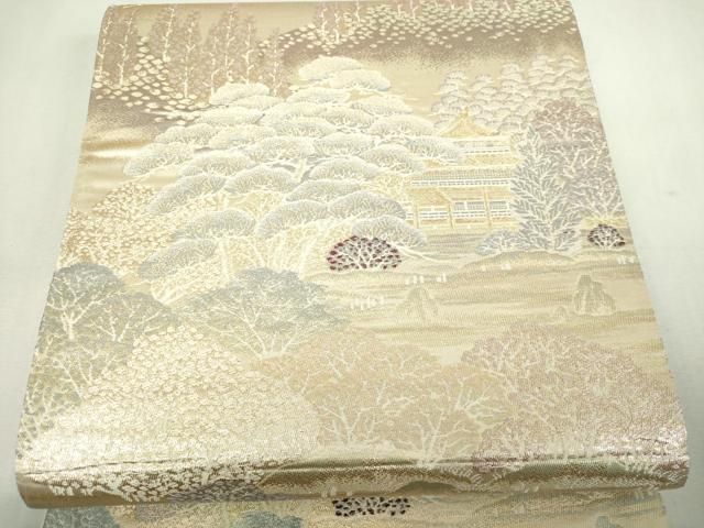平和屋本店▽六通柄袋帯 金閣寺 弐捨四金二重箔織 正絹 24k 逸品 