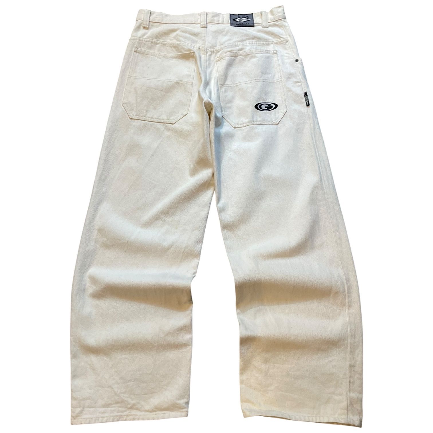 LA GATE white denim w40 Vintage LA Gate White Baggy Wide Taper 