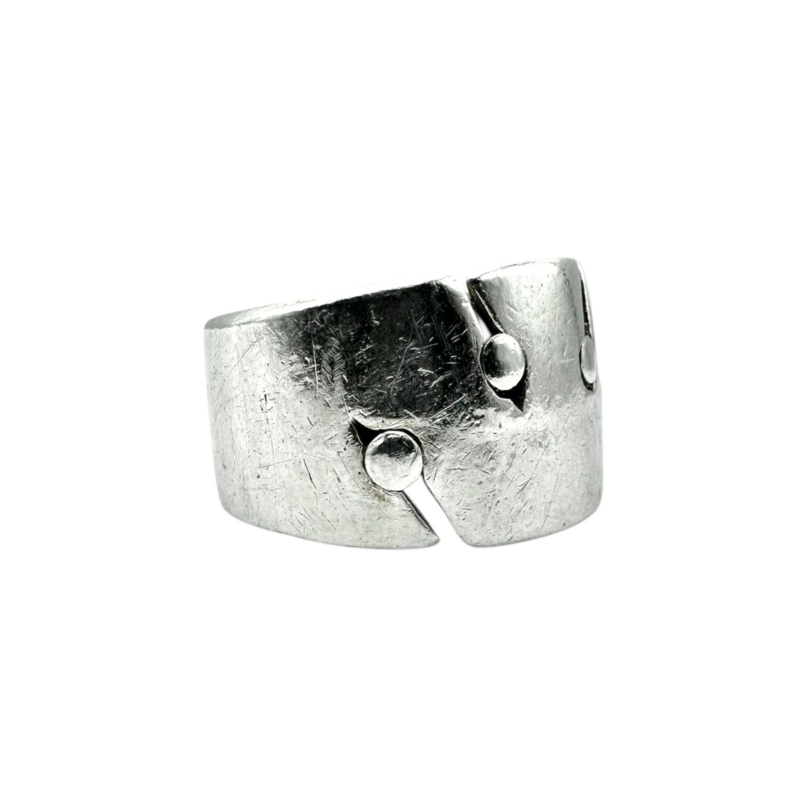 退廃的な魅力】グランジ リベット Silver 925 刻印 Design Ring 
