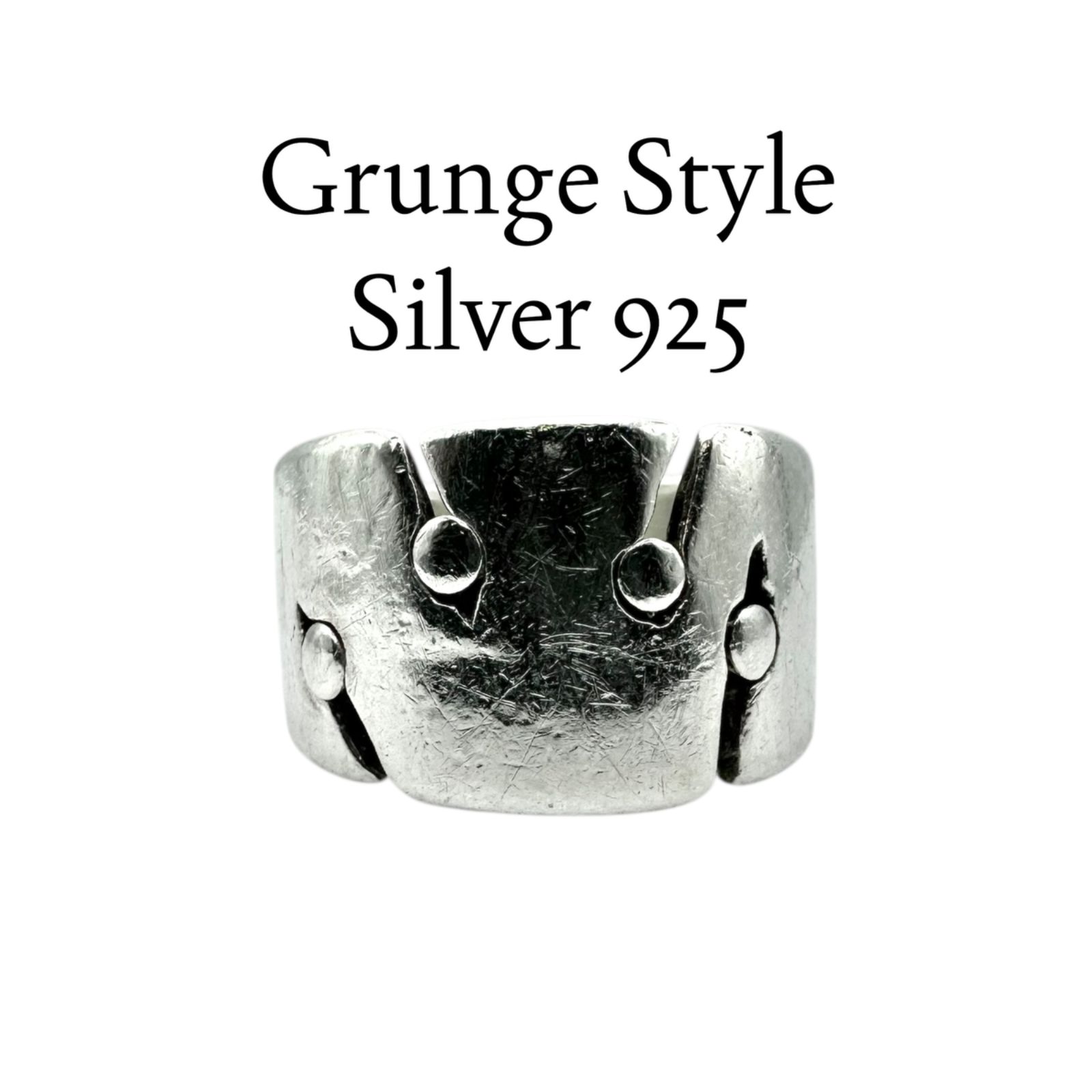退廃的な魅力】グランジ リベット Silver 925 刻印 Design Ring