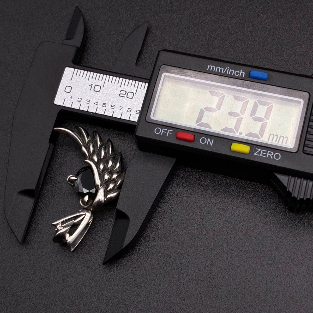 シルバー925 ペンダントトップ 天然石 オニキス ウィング 翼 羽