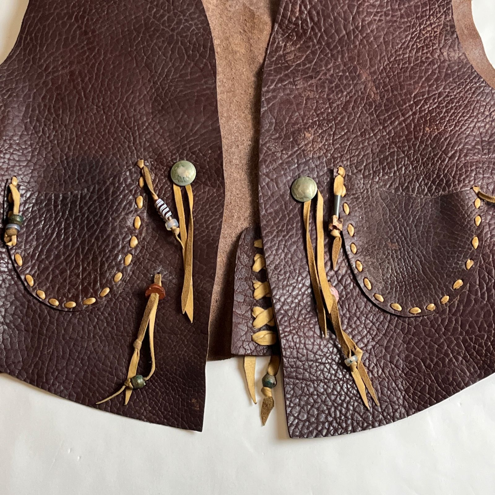 希少 ハンドメイド】RRL フリンジ レザーベスト コンチョボタン USA製