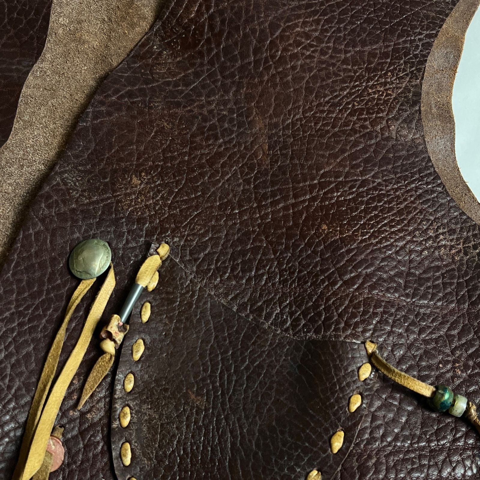 希少 ハンドメイド】RRL フリンジ レザーベスト コンチョボタン USA製