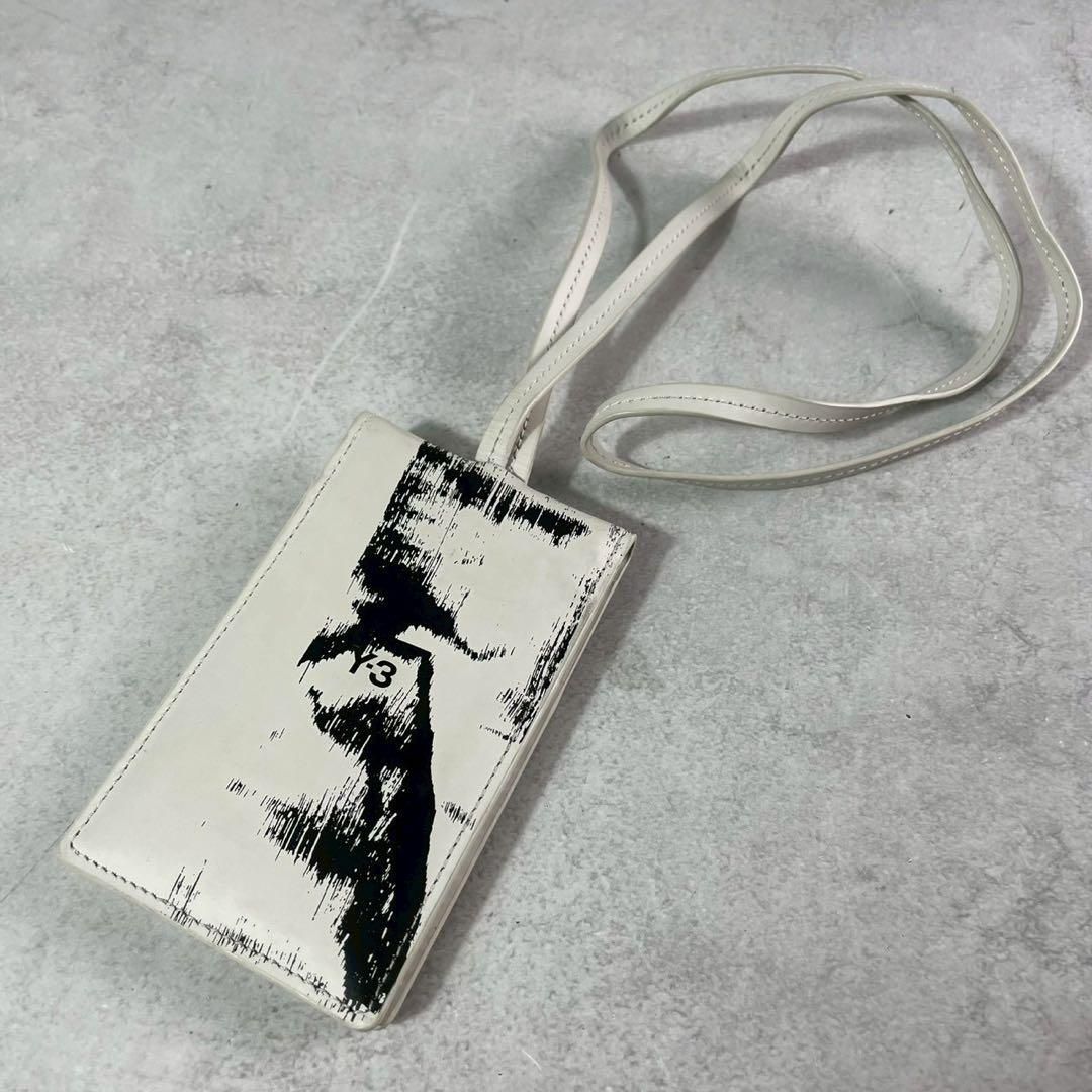 Y-3 AOP LANYARD Pass case white leather