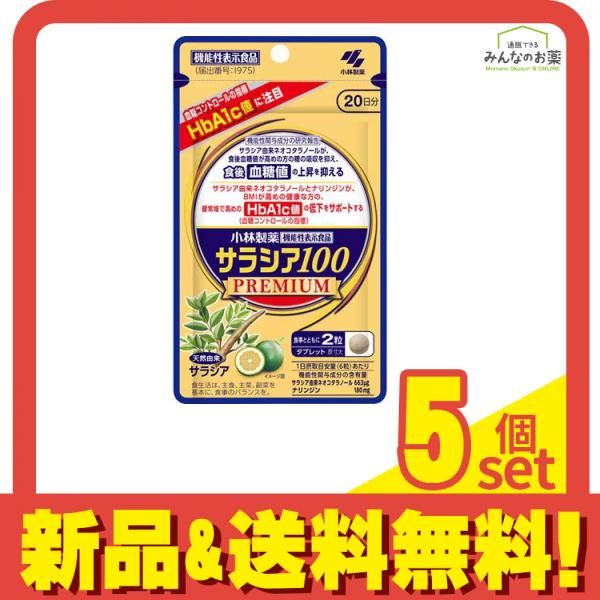 小林製薬 サラシア100プレミアム サプリメント 20日分 120粒入 5個セット まとめ売り