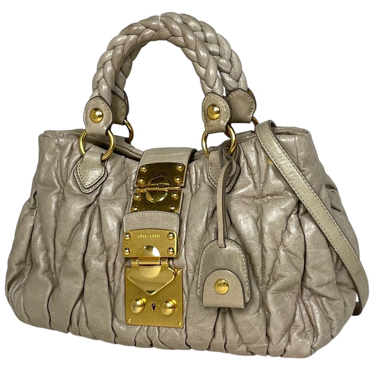 ミュウ ミュウ Miu Miu マテラッセ ハンドバッグ ロゴ 2WAY ショルダー 