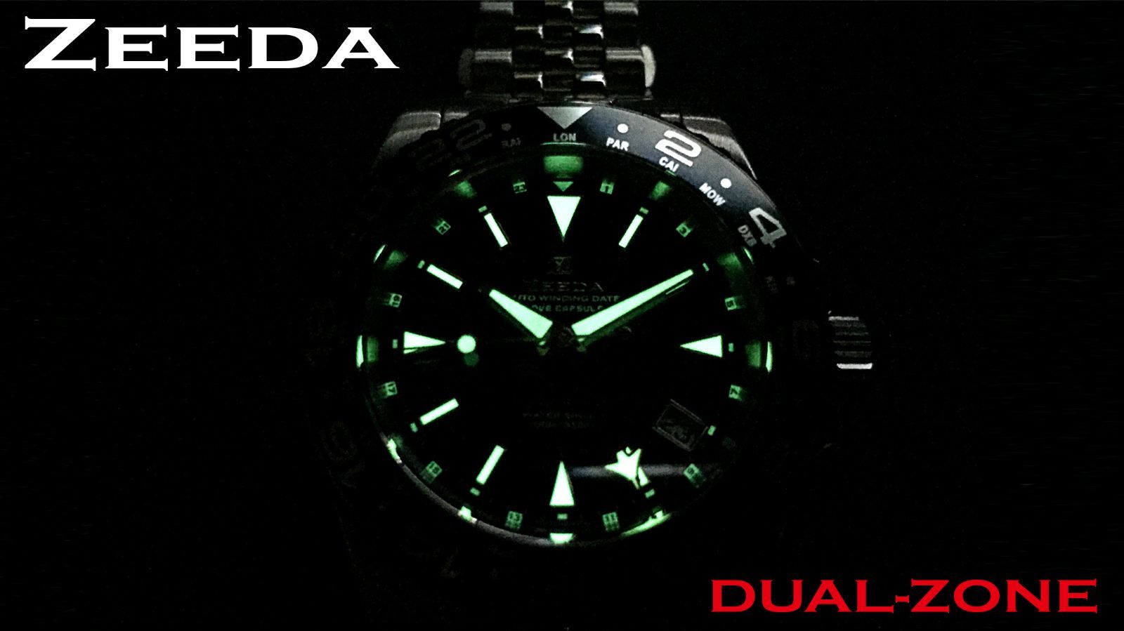 アラタ2品 即納】ZEEDA DUAL-ZONE ジーダ デュアルゾーン 自動巻き GMT機能 40mm