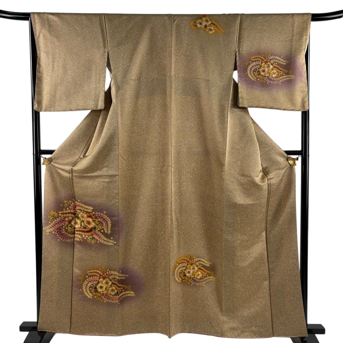 美品】 付下げ 身丈162cm 裄丈67cm M 袷 辻が花柄 金通し ぼかし 薄茶 