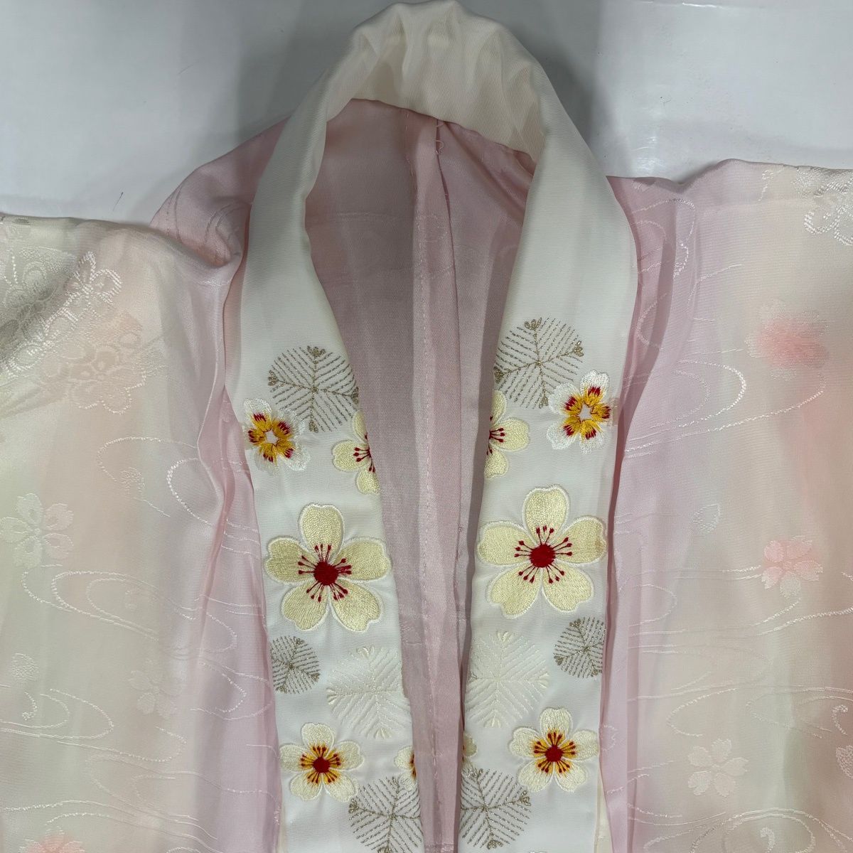 美品】 長襦袢 身丈132cm 裄丈65cm M 桜の花びら ぼかし 薄紫 正絹 秀品 【