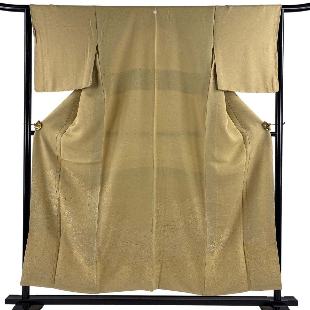 美品】 色留袖 身丈154cm 裄丈64.5cm M 袷 寿光織 建物 樹木 美品】 色留袖 身丈154cm 裄丈64.5cm M 袷 寿光織 建物 樹木