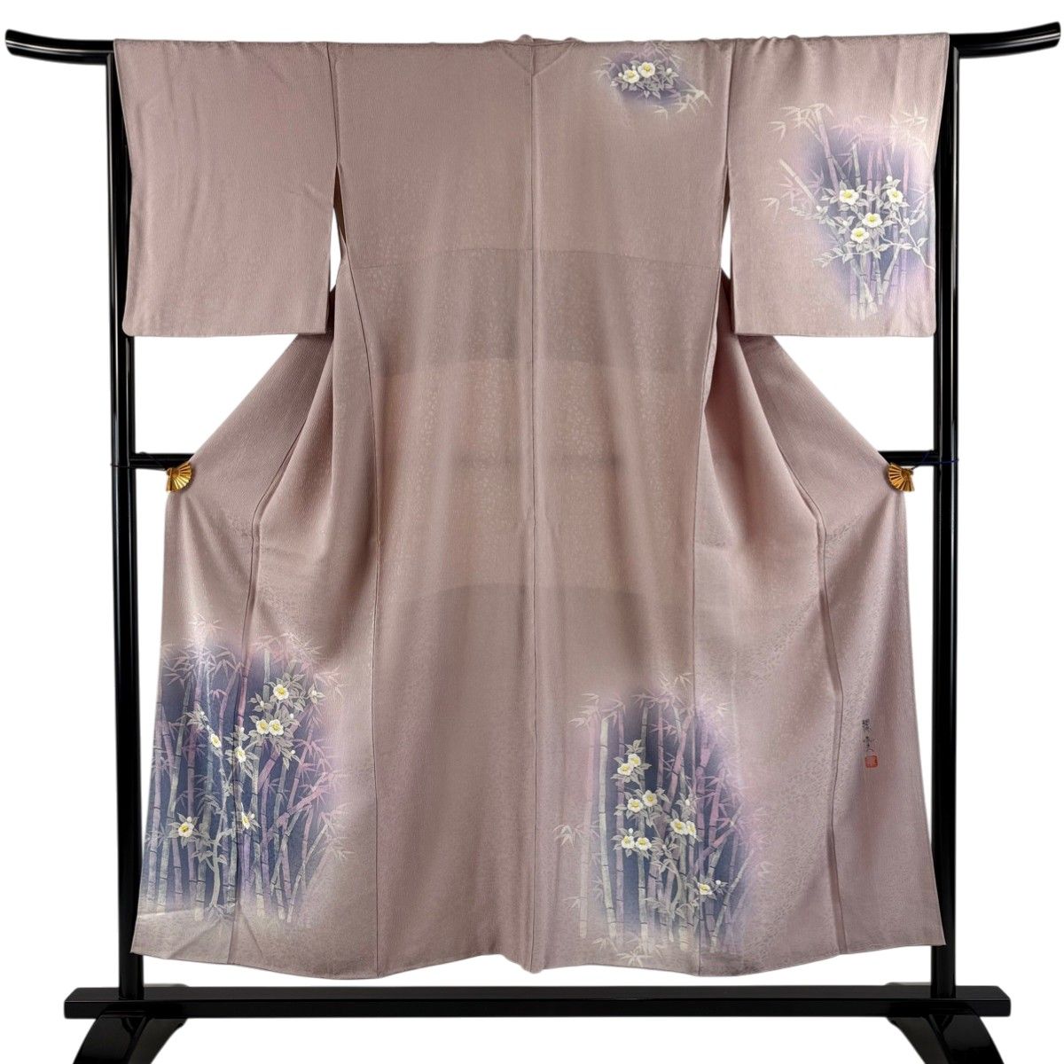 付下げ 身丈152cm 裄丈62cm 正絹 名品 【中古】 付下げ 身丈156cm 裄丈64cm M 袷 桐 ヱ霞 金銀彩 鶯色