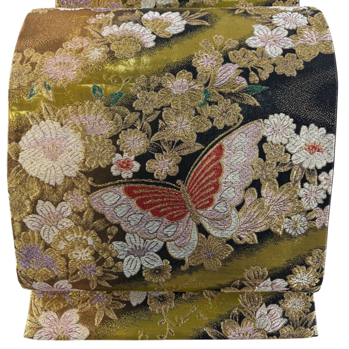 袋帯 秀品 蝶 草花 金糸 箔 金色 六通 正絹 【中古】 - メルカリ