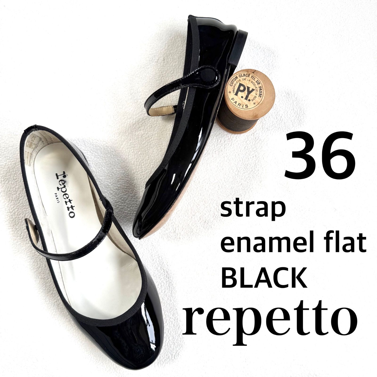 極美品・ストラップ・36✨レペット エナメル フラット バレエシューズ 