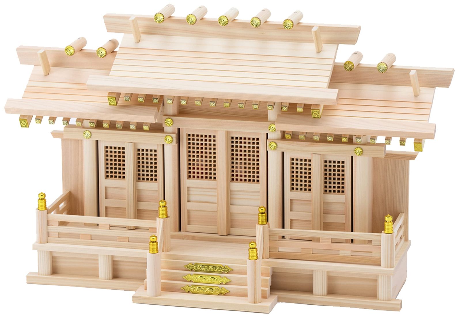 新品 神棚の里 神棚 屋根違い三社 開運(中)