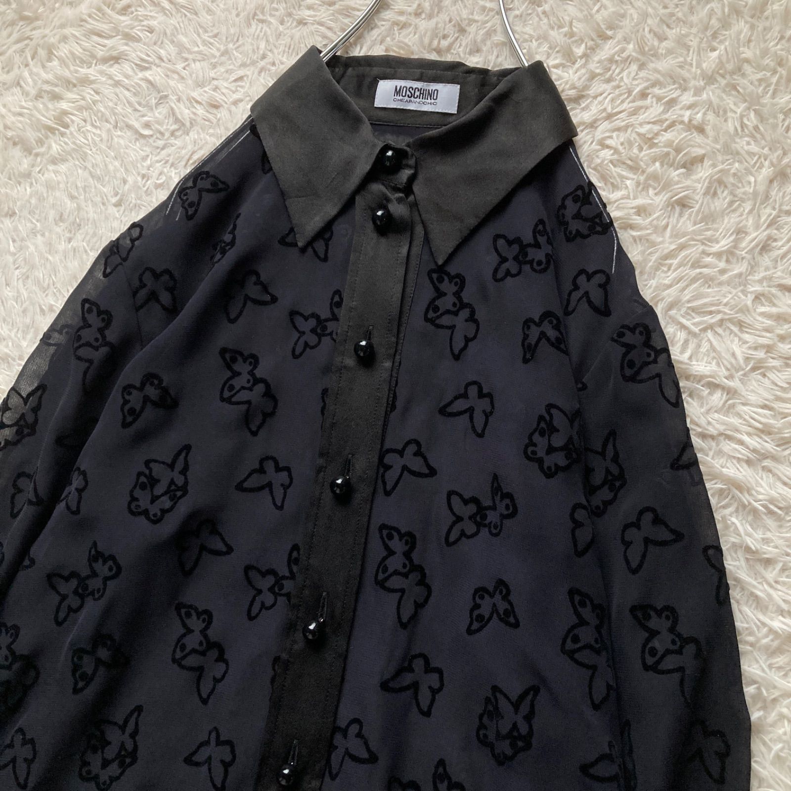 美品 MOSCHINO モスキーノ チープアンドシック シアーシャツ ブラウス 