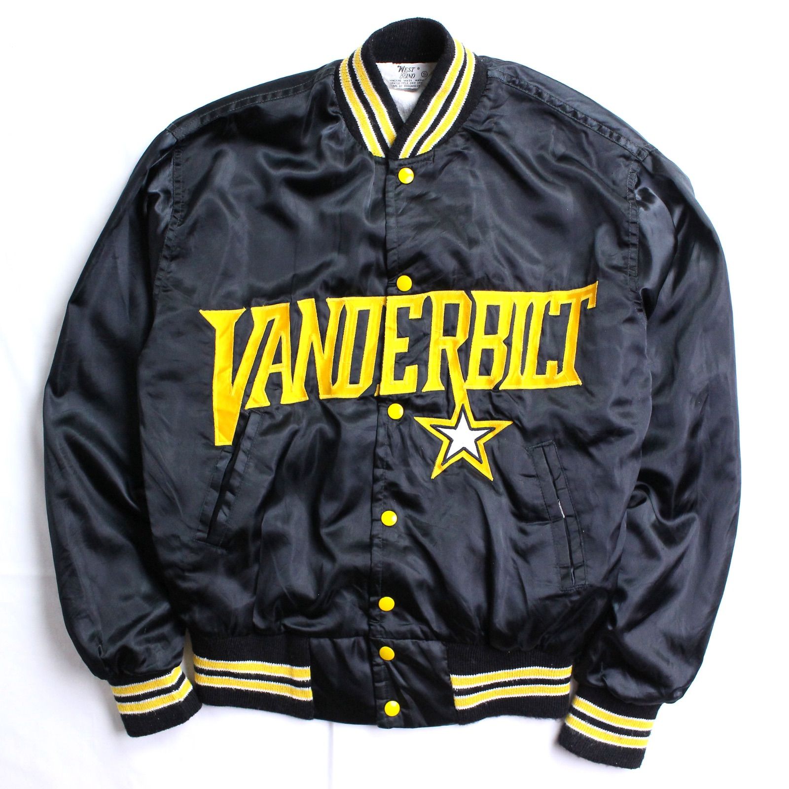 VANDERBILT カレッジロゴ ナイロンスタジャン ブルゾン ブラックS 