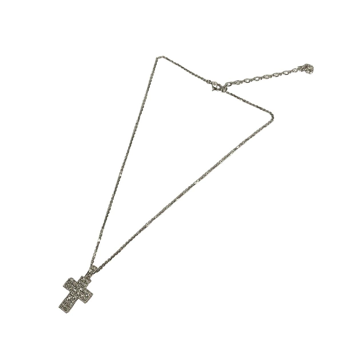SWAROVSKI(スワロフスキー) ネックレス美品 - シルバー×クリア クロス 