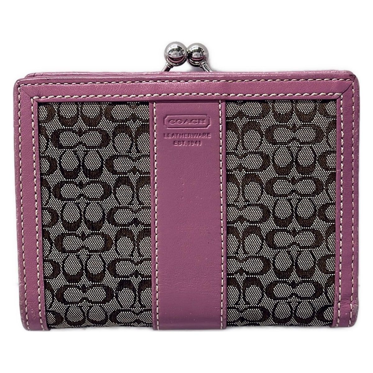 COACH(コーチ) 2つ折り財布 ミニシグネチャー柄 ダークブラウン 