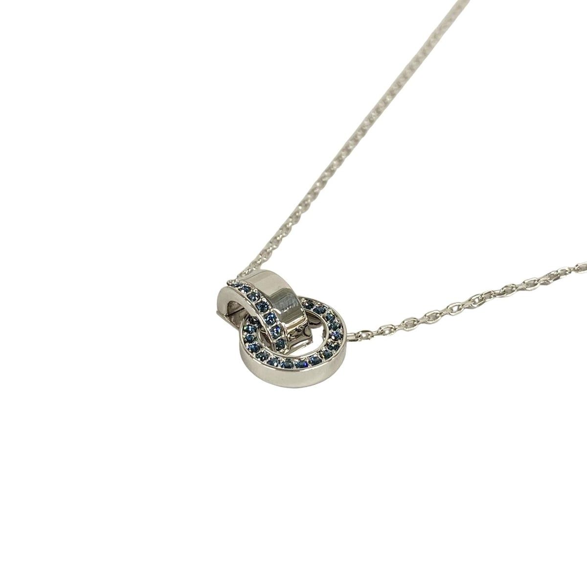 SWAROVSKI(スワロフスキー) ネックレス美品 - シルバー×ダークネイビー 