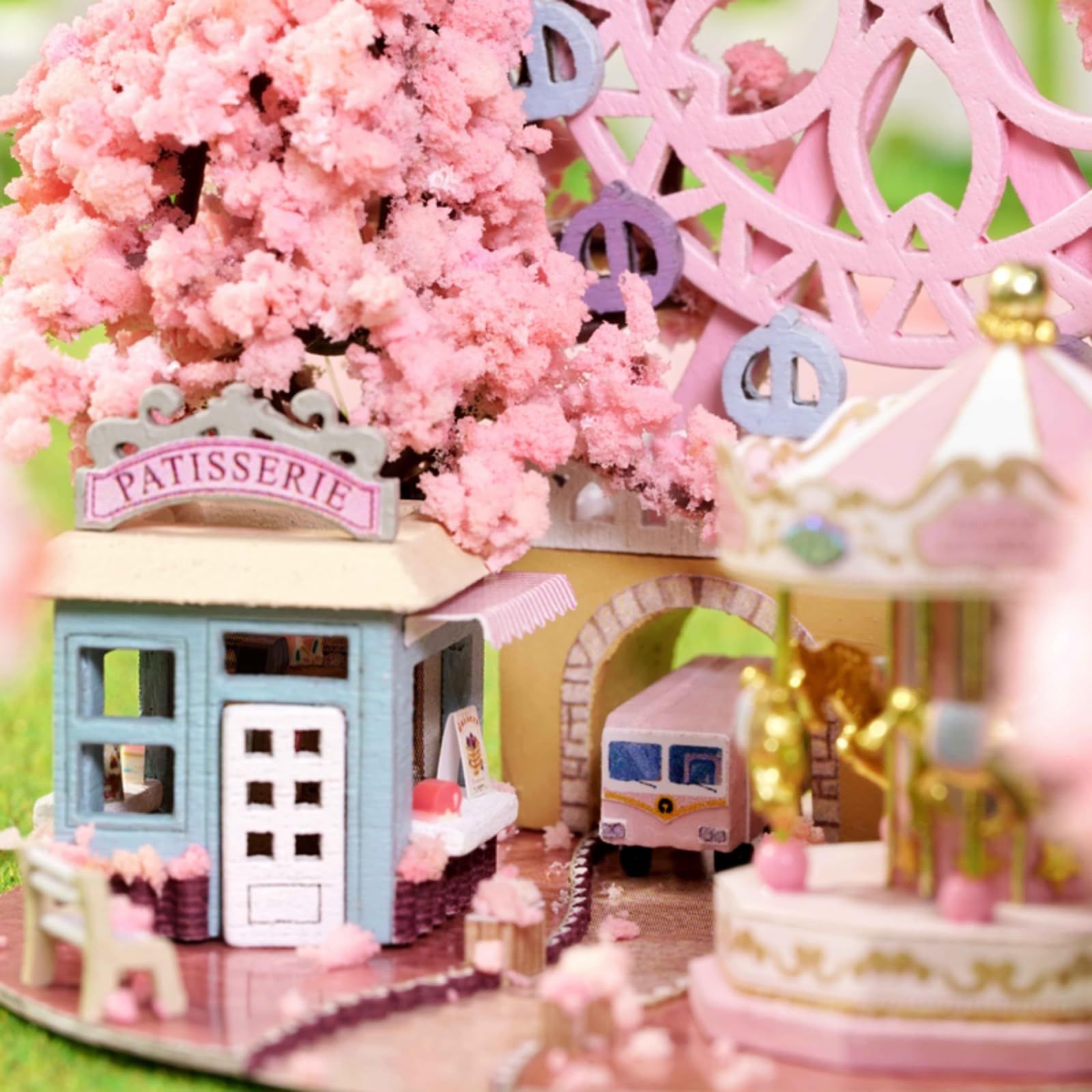 CUTEROOM DIY木製ドールハウスキット - 桜の風景ミニチュアハウス