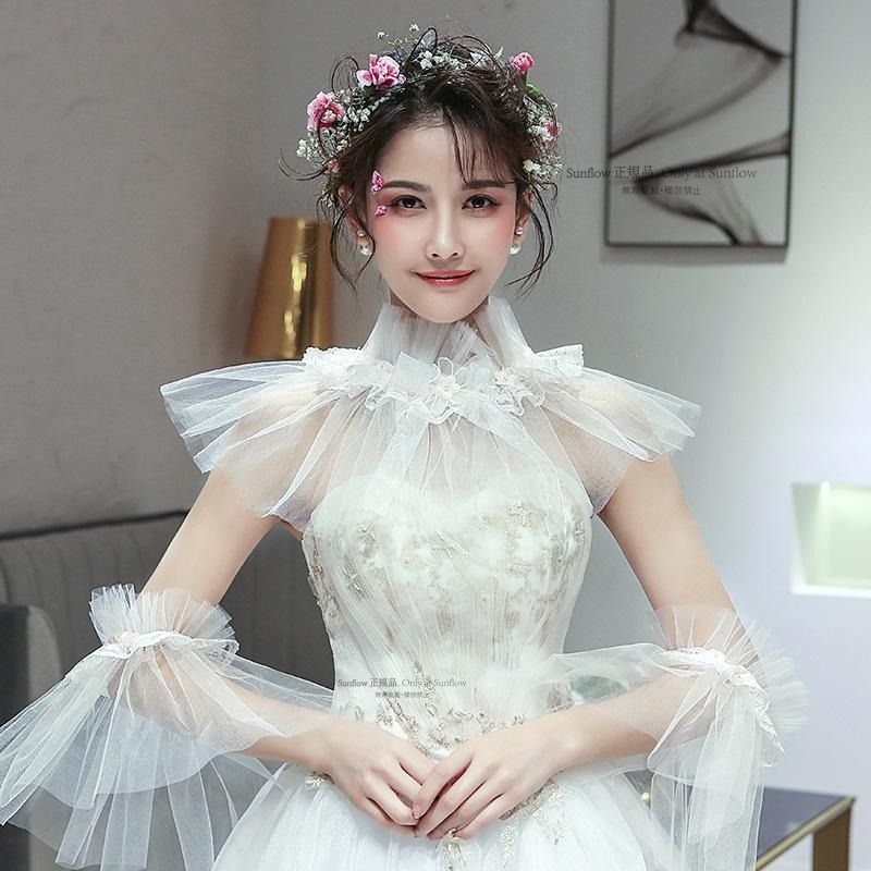 再入荷 ショール ウェディングショール スリーブ 3点セット 白 ウェディング ホワイト 結婚式 花嫁 二次会 パーティー ウェディングフェミニン ガーリー レース