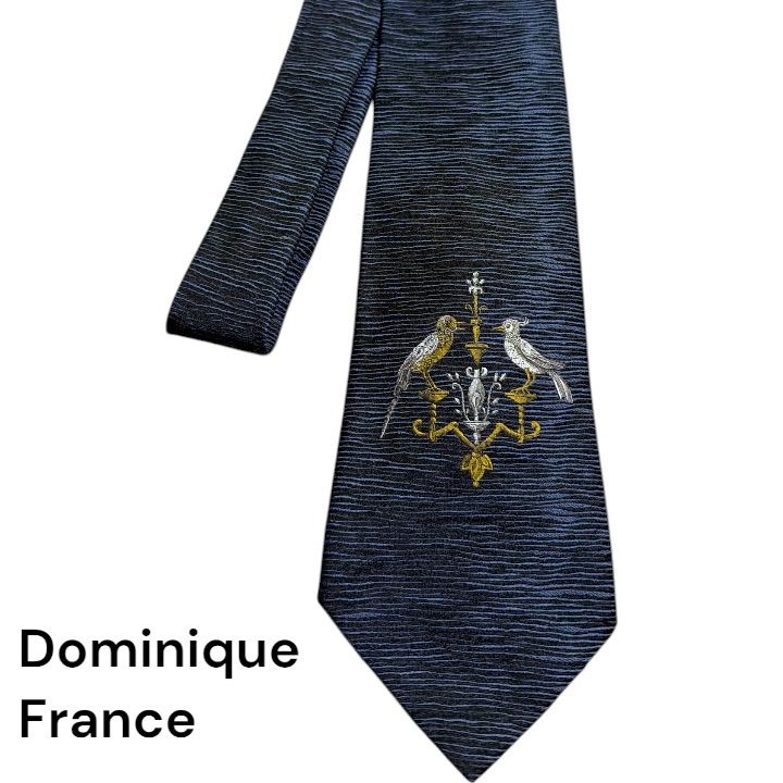 ドミニクフランス ネクタイ シルク Dominique France スリー ロゴ刺繍