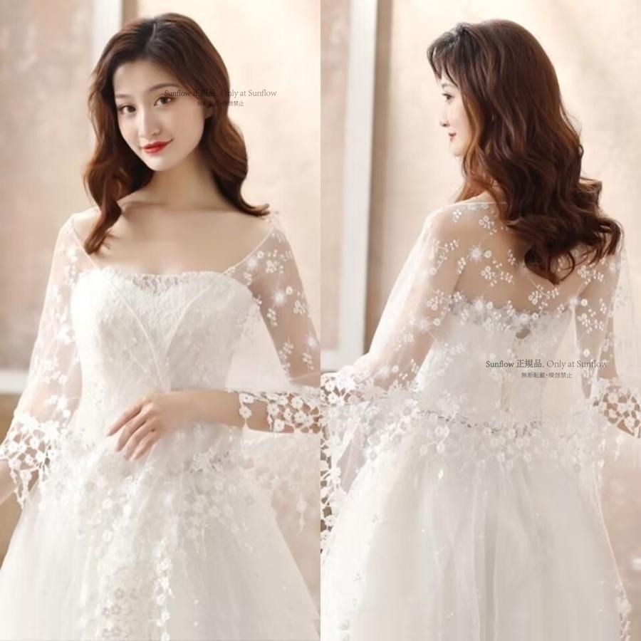 再入荷 ウェディングショール ショール 白 花 ウェディング ホワイト 結婚式 花嫁 二次会 パーティー ウェディングフェミニン プリンセス 森ガール チュール前撮り