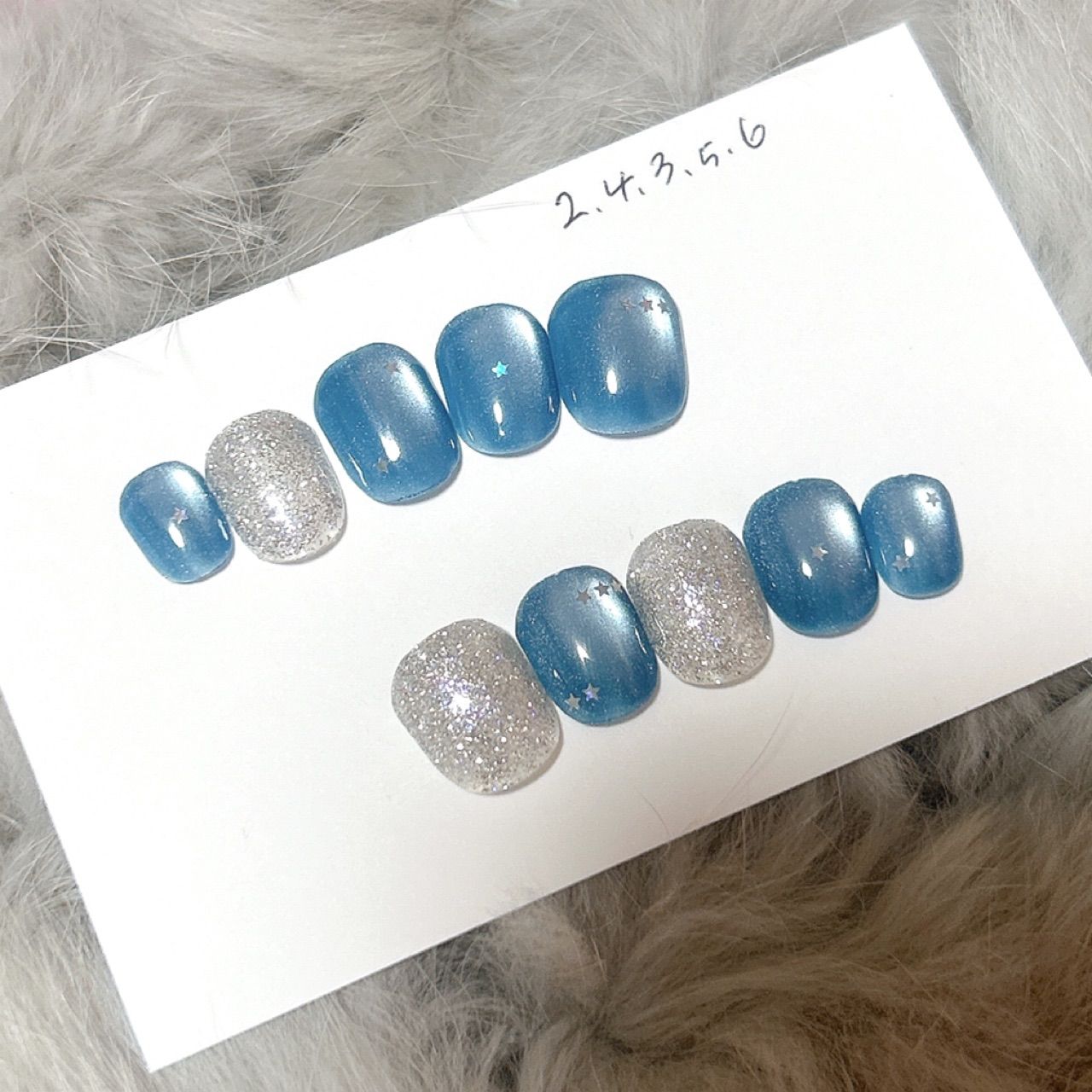 現品/サイズオーダー】 青系ネイル マグネットネイル ネイルチップ