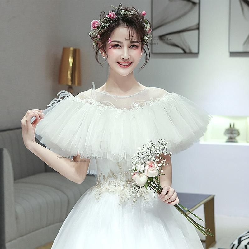 再入荷 ショール ウェディングショール 白 ウェディング ホワイト 結婚式 花嫁 二次会 パーティー ウェディングフェミニン ガーリー レース 透け感
