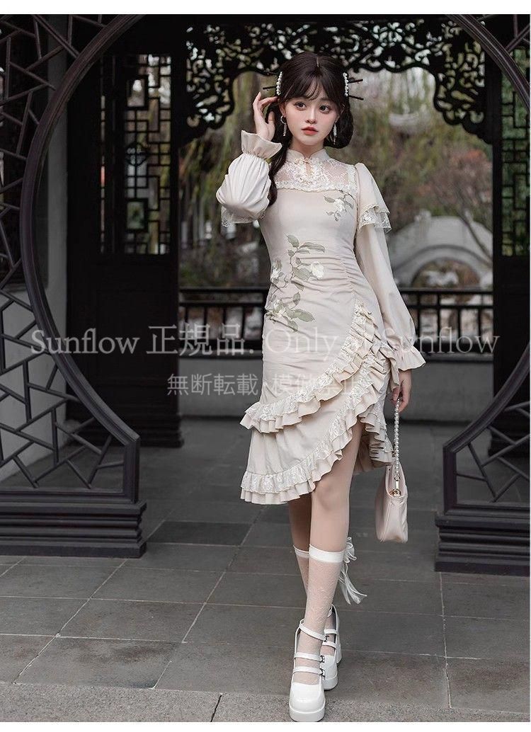 再入荷 【美品★新品未使用】コスプレ衣装 チャイナドレ lolitオリジナjsロリーワンピーコスプエレガントな刺繍入プリントベルベッキャラクター衣衣仮レディー可日系女子中高学園文化雰囲お呼ばイベン大舞新年会