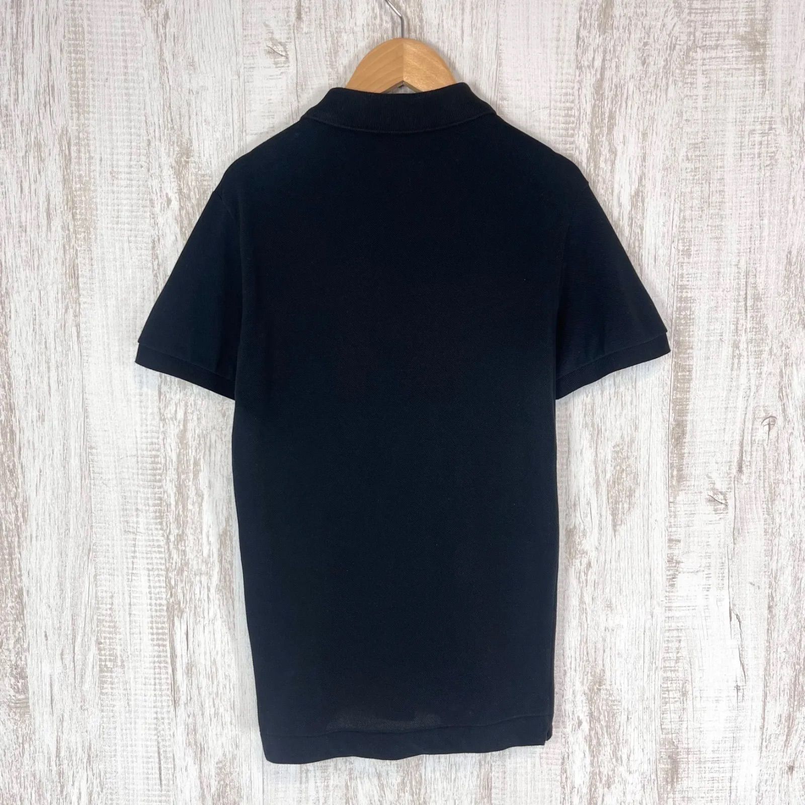 ナノユニバース別注 ラコステ ポロシャツ 黒 鹿の子 M ワニロゴ 美品 LACOSTE（ラコステ） メンズ ポロシャツ 半袖 鹿の子 ブランド 上品 綿
