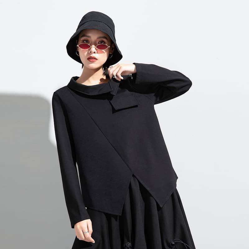 送料無料 変形襟Tシャツ 未使用 トップス レディース モード系