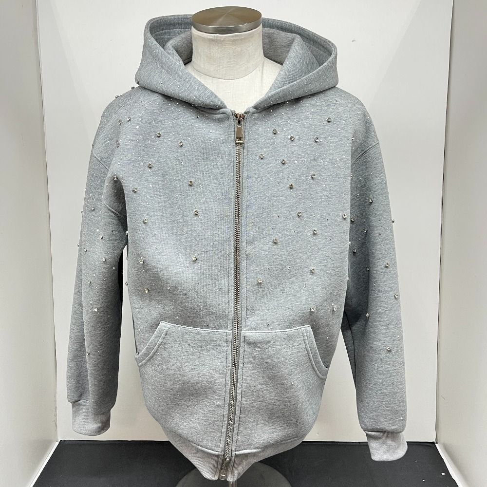06w21598 VYBES Rhinestone Galaxy Zip Up Sサイズ グレー パーカー 