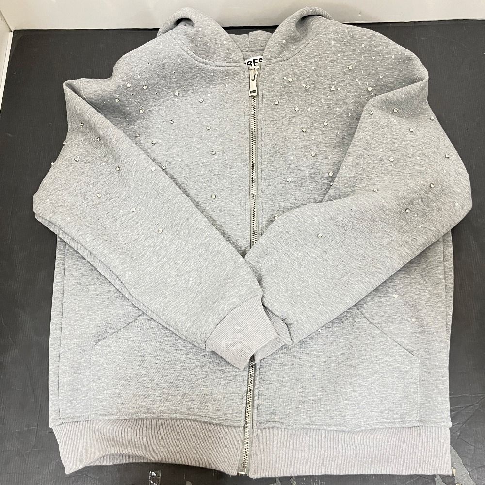 06w21598 VYBES Rhinestone Galaxy Zip Up Sサイズ グレー パーカー 