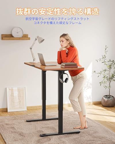 YIHAYO 昇降デスク 一枚板 高さ70-115cm 幅80cm 奥行き60cm 電動 