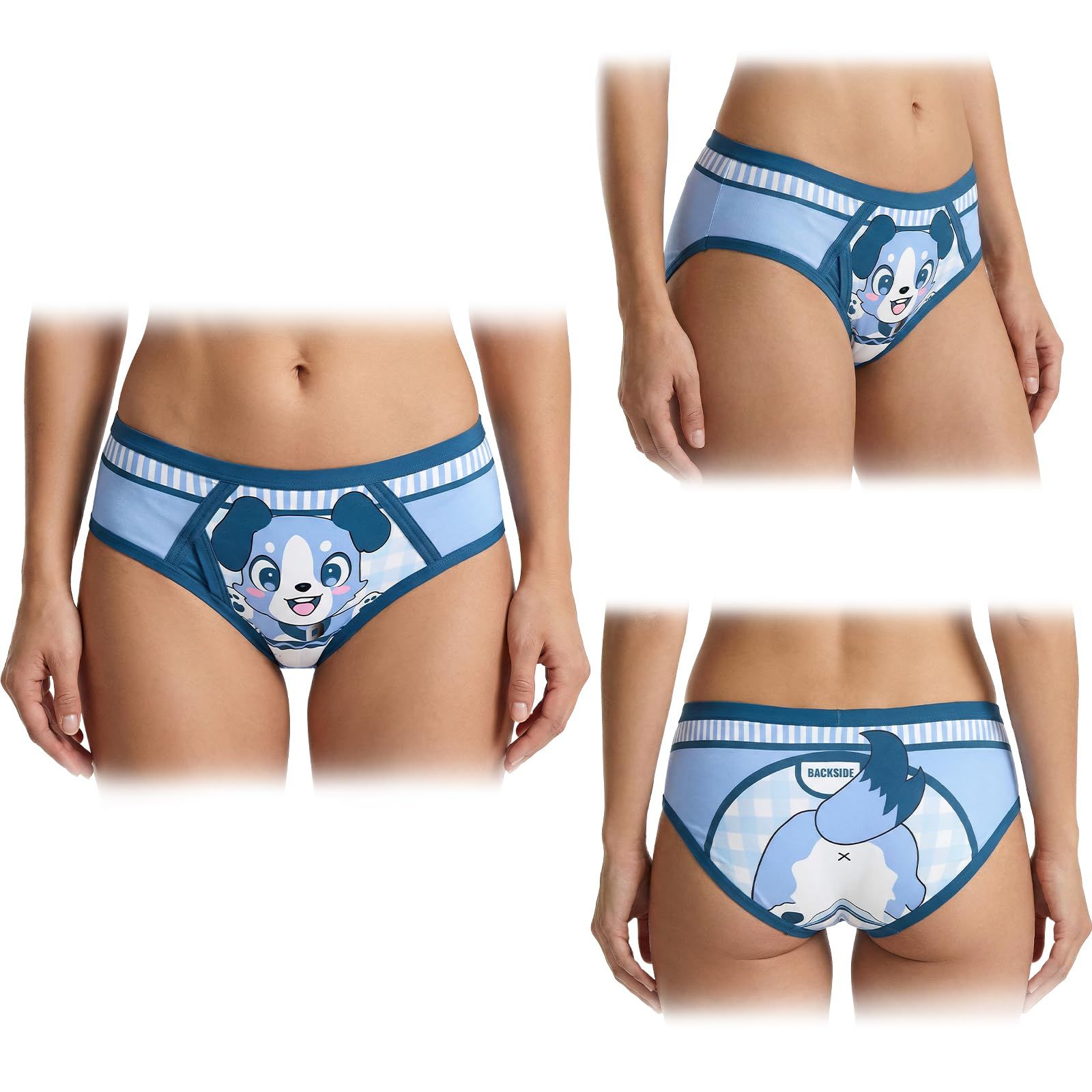 新品 [LittleForBig] 大人用シルキー単体で使えるトレーニングパンツ ブリーフ式【あおちゃん】 飾りフロント 吸収・防漏・通気性 ストレッチウェストで快適 洗濯可 ブルー 2XL