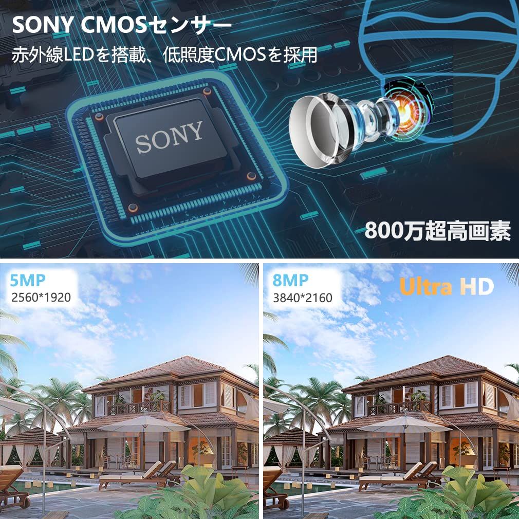 新品 【4K・5倍光学ズーム・ 自動追跡】KPACOT 防犯カメラ 屋外 監視 